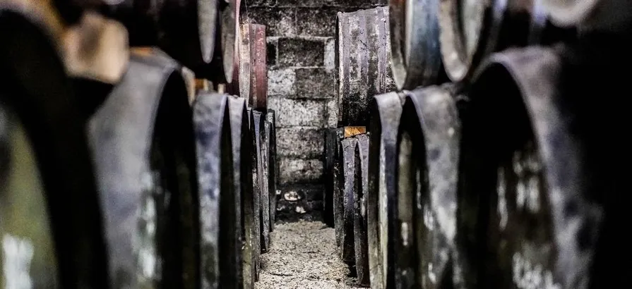 Two rows of barrels stacked on top of each other