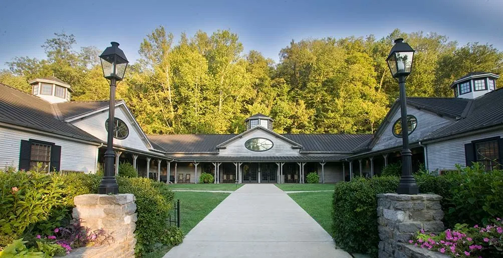 Entrance path to Jack Daniel's visitor centre surrounded by nature