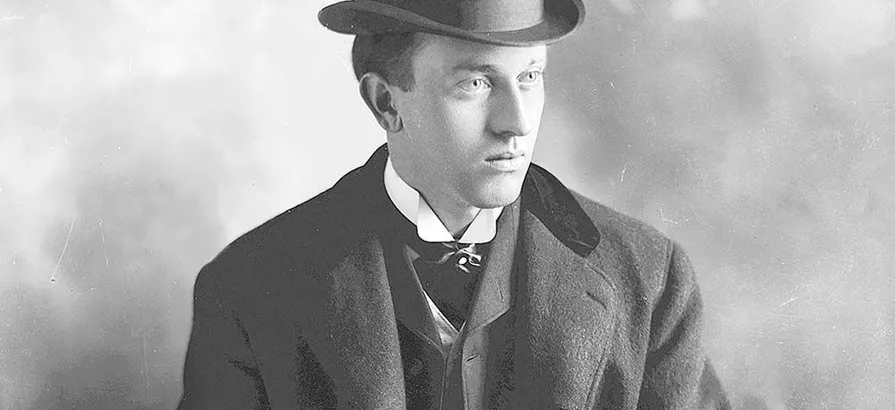 Black and white picture of Colonel Blanton in suit and hat