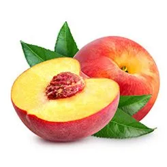 Sliced open peach showing stone and fruit