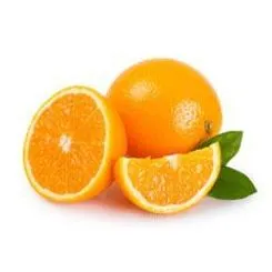 Cut open oranges on a white background