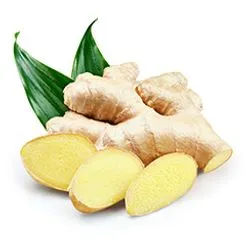 Ginger root with cut open slices